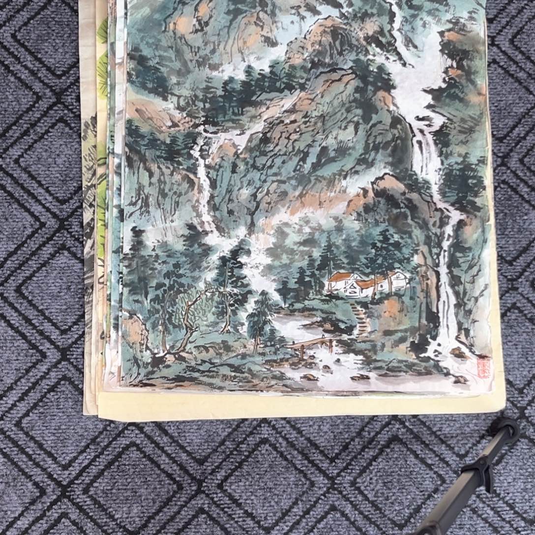 国画王志伟老师四尺三开山水作品赵