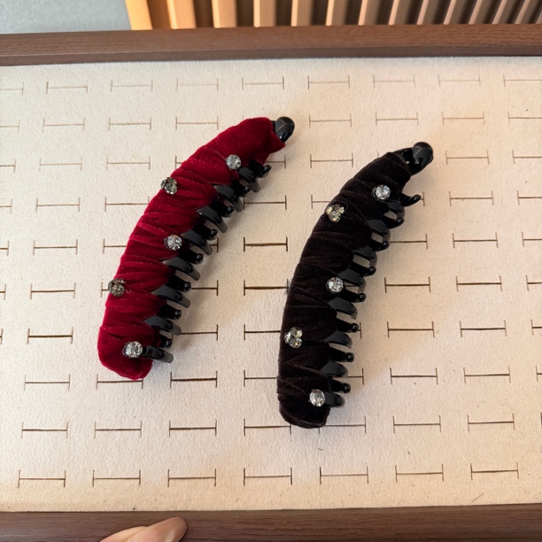 复古简约丝绒香蕉夹女网红ins风高马尾盘发发饰百搭