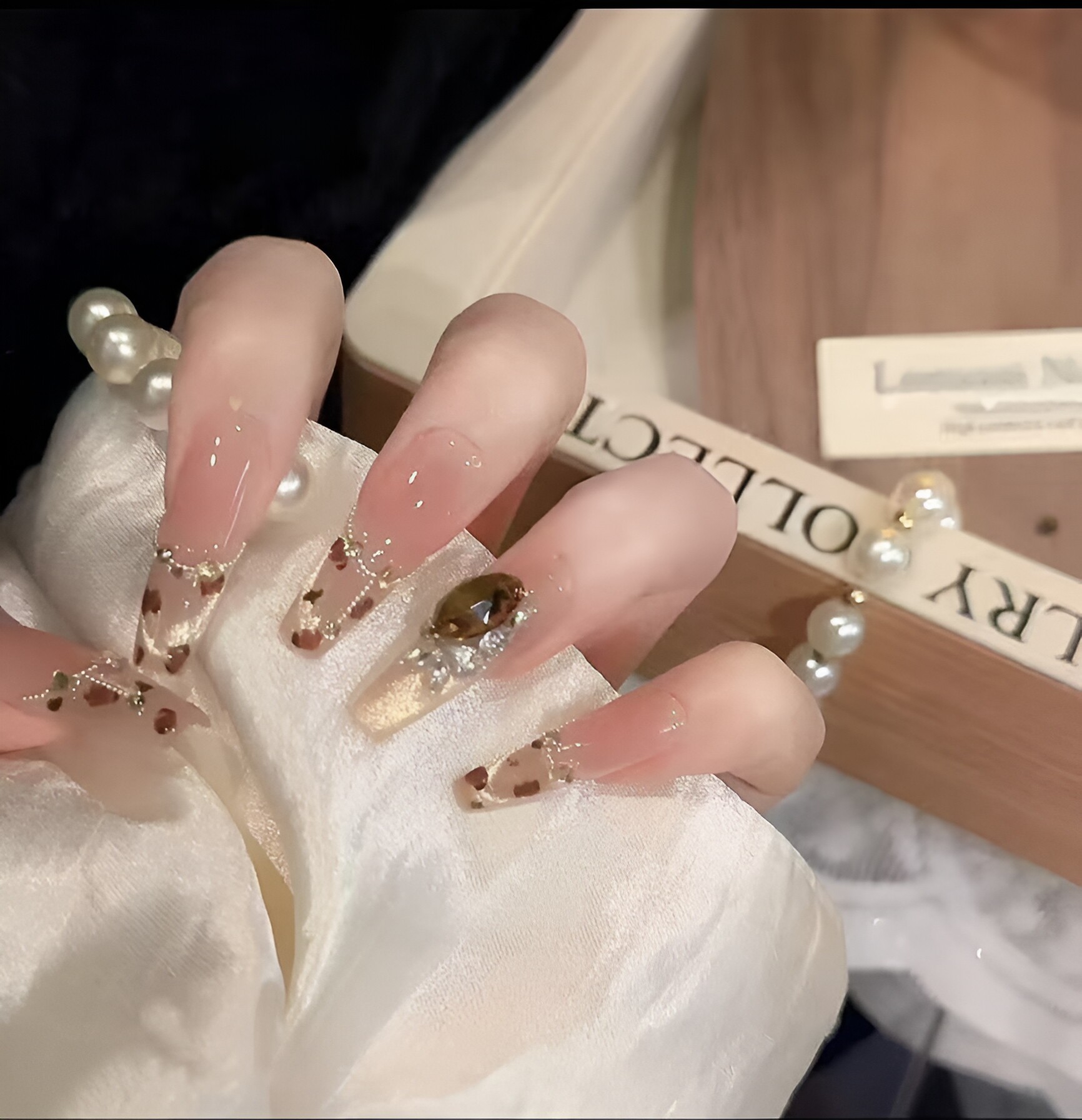 【落日熔金】纯手工落日熔金穿戴甲时尚重工气质猫眼款式高级感