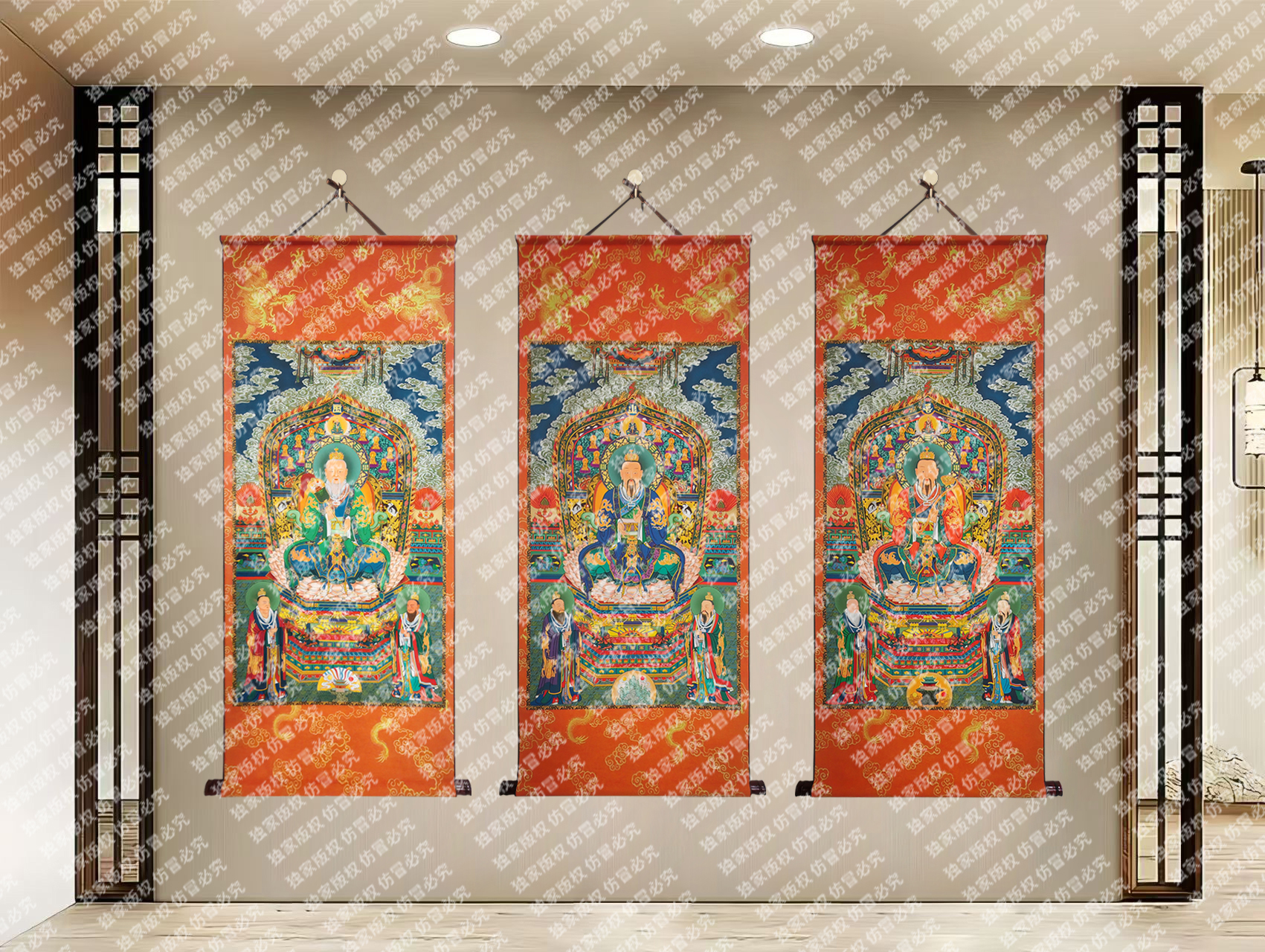 {三清}60x140cm国风卷轴艺术微喷装饰画