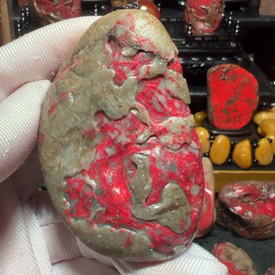 昌化鸡血石原石手把