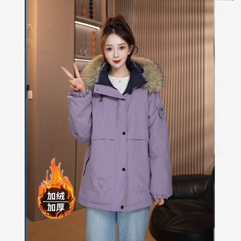 【小火炉大毛领冲锋衣】2025冬季新款连帽中长显瘦巨厚百搭外套126#