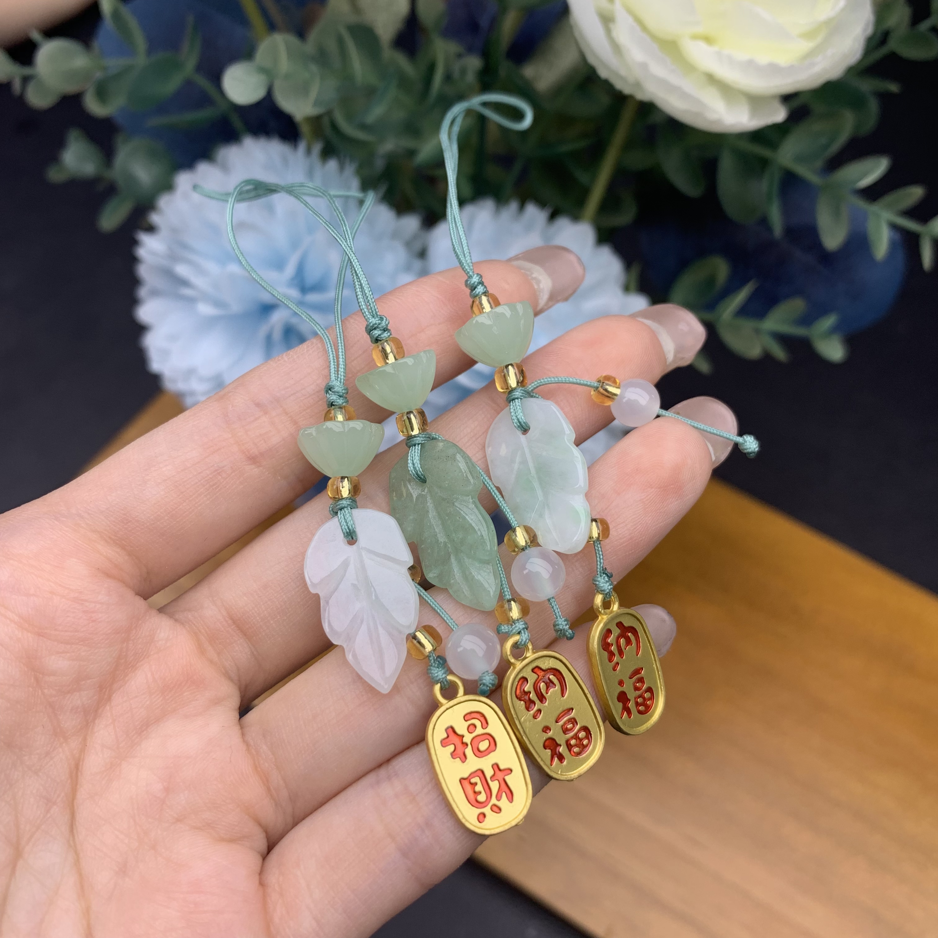 转翠珠宝回流翡翠冰叶子纯手工百搭时尚气质绿色小清新古典轻奢