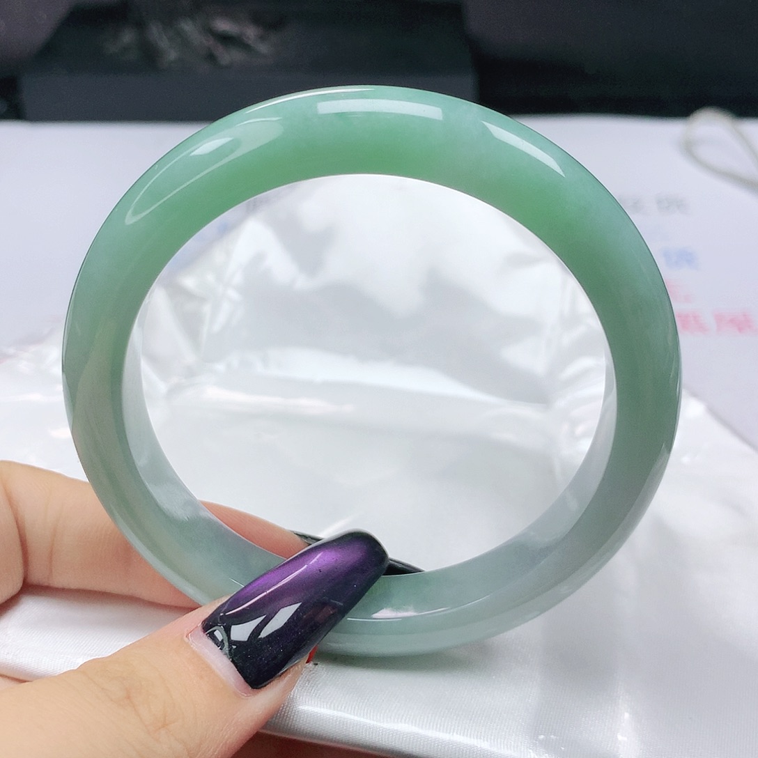 未镶嵌手镯翡翠翡翠60.5半山水胶润正圈