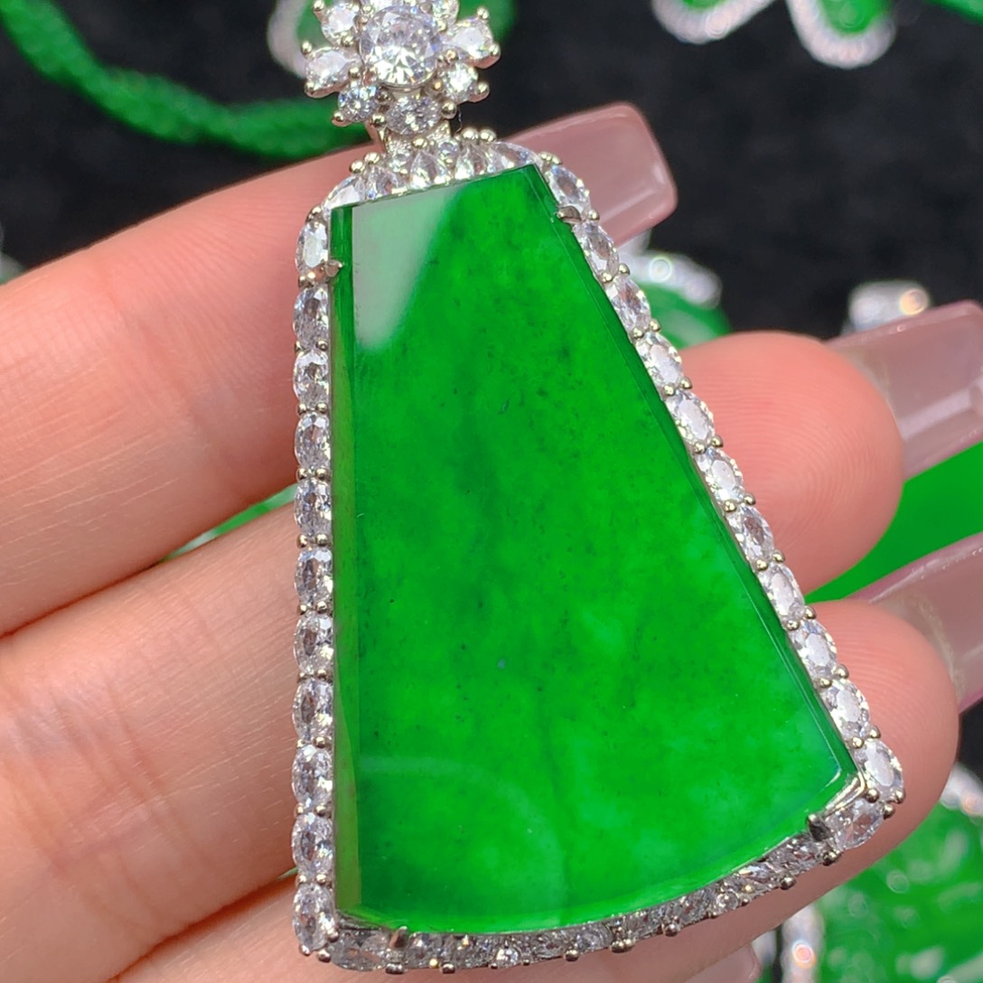 翡翠吊坠(不含链)银S925镶嵌