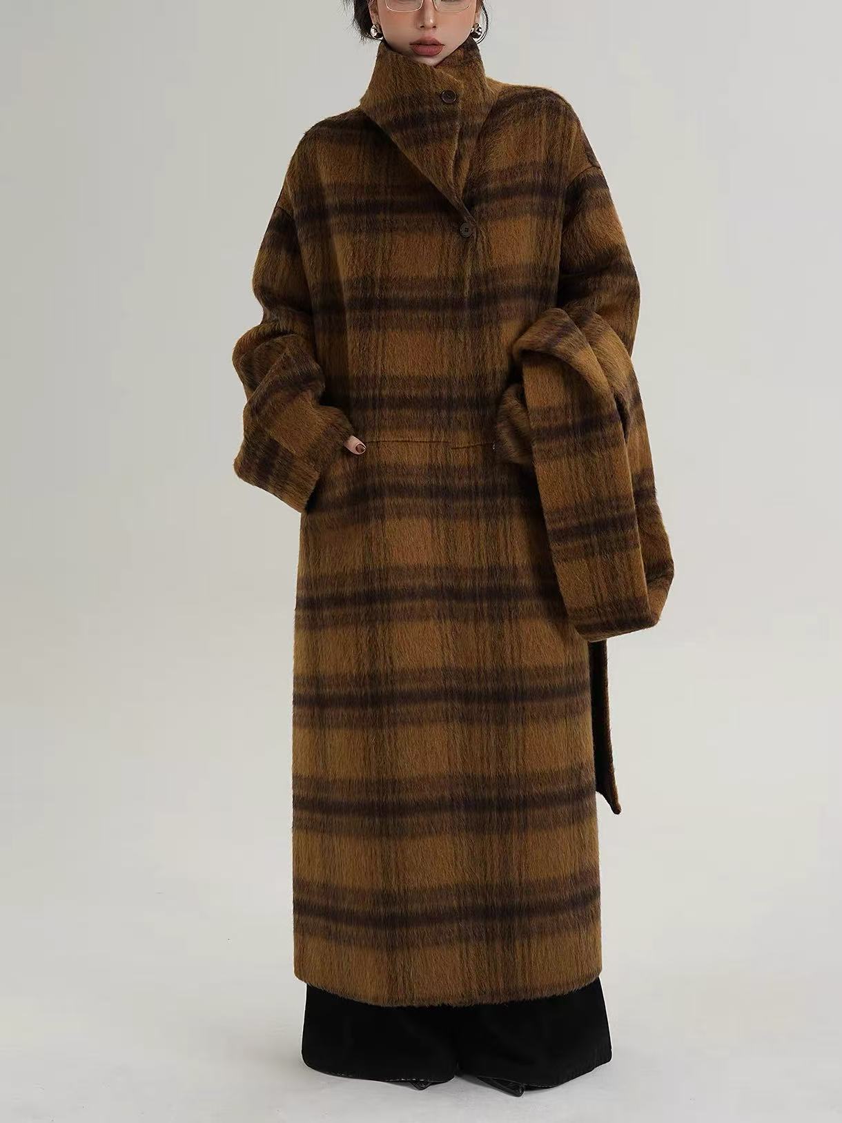 001-200毛呢外套小个子长款衣冬季中长款呢子