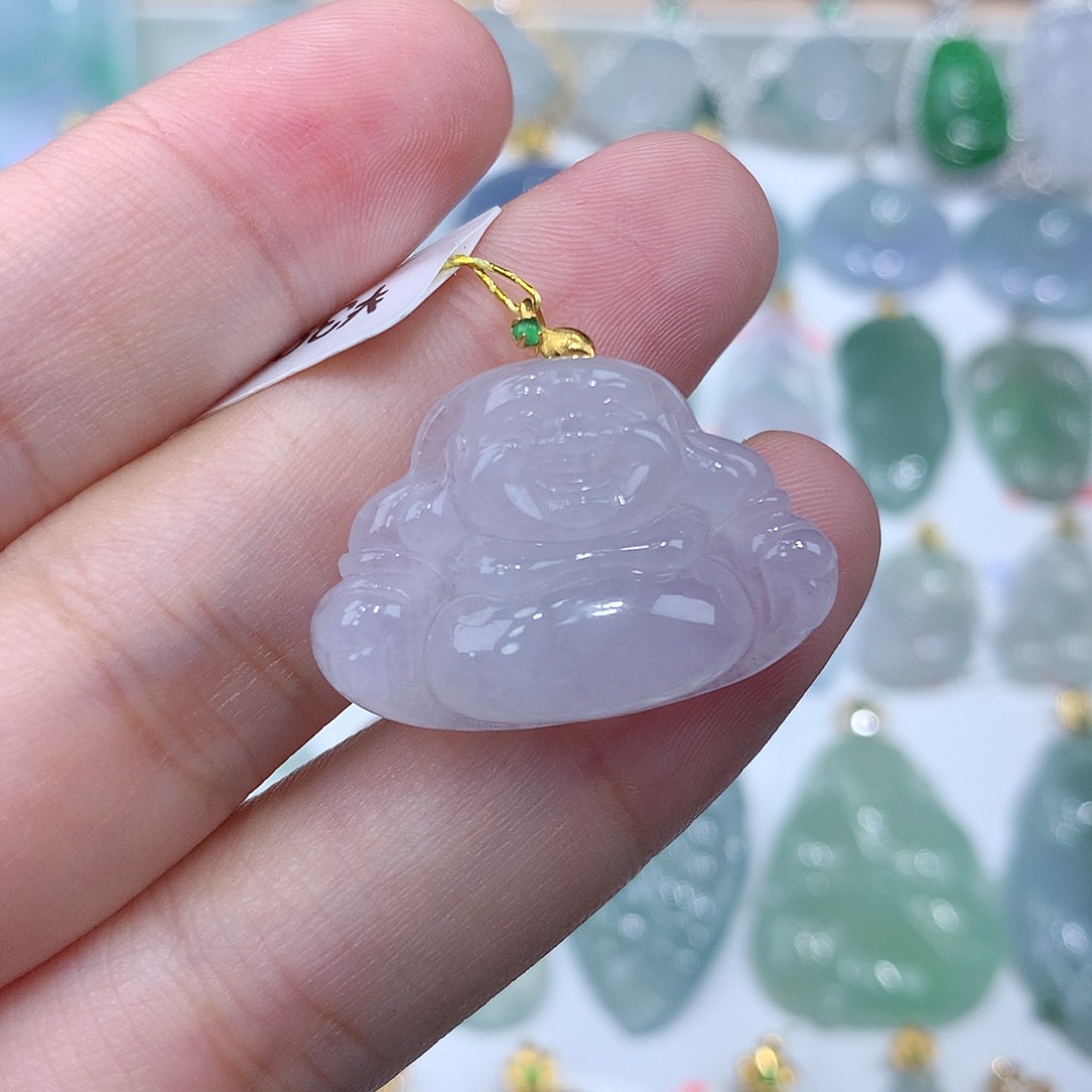 翡翠颈饰18K金镶嵌佛