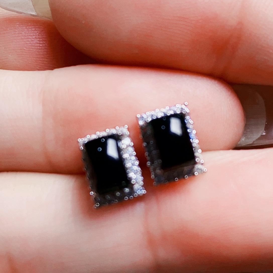 翡翠银S925镶嵌耳饰