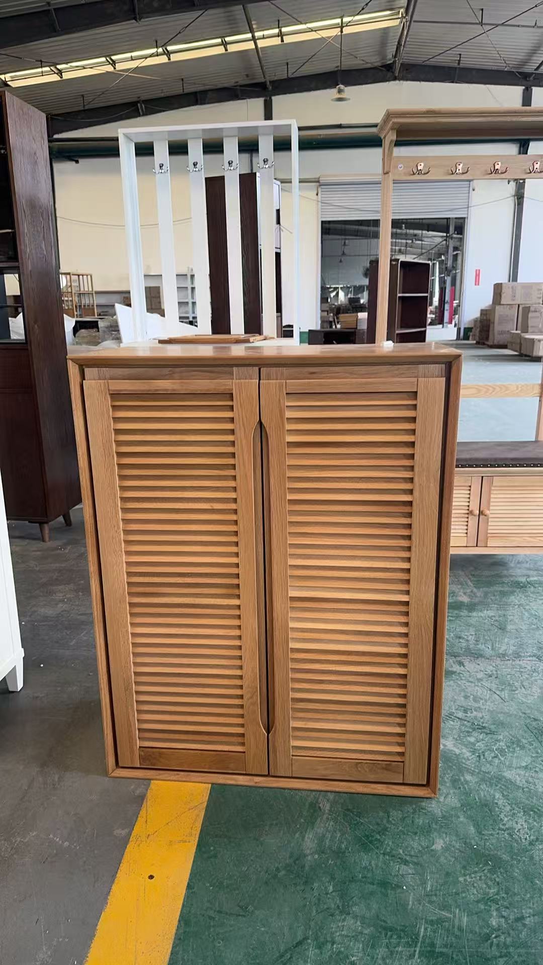 【孤品专属】北欧全实木鞋柜百叶门玄关柜客厅收纳柜家用门口鞋架