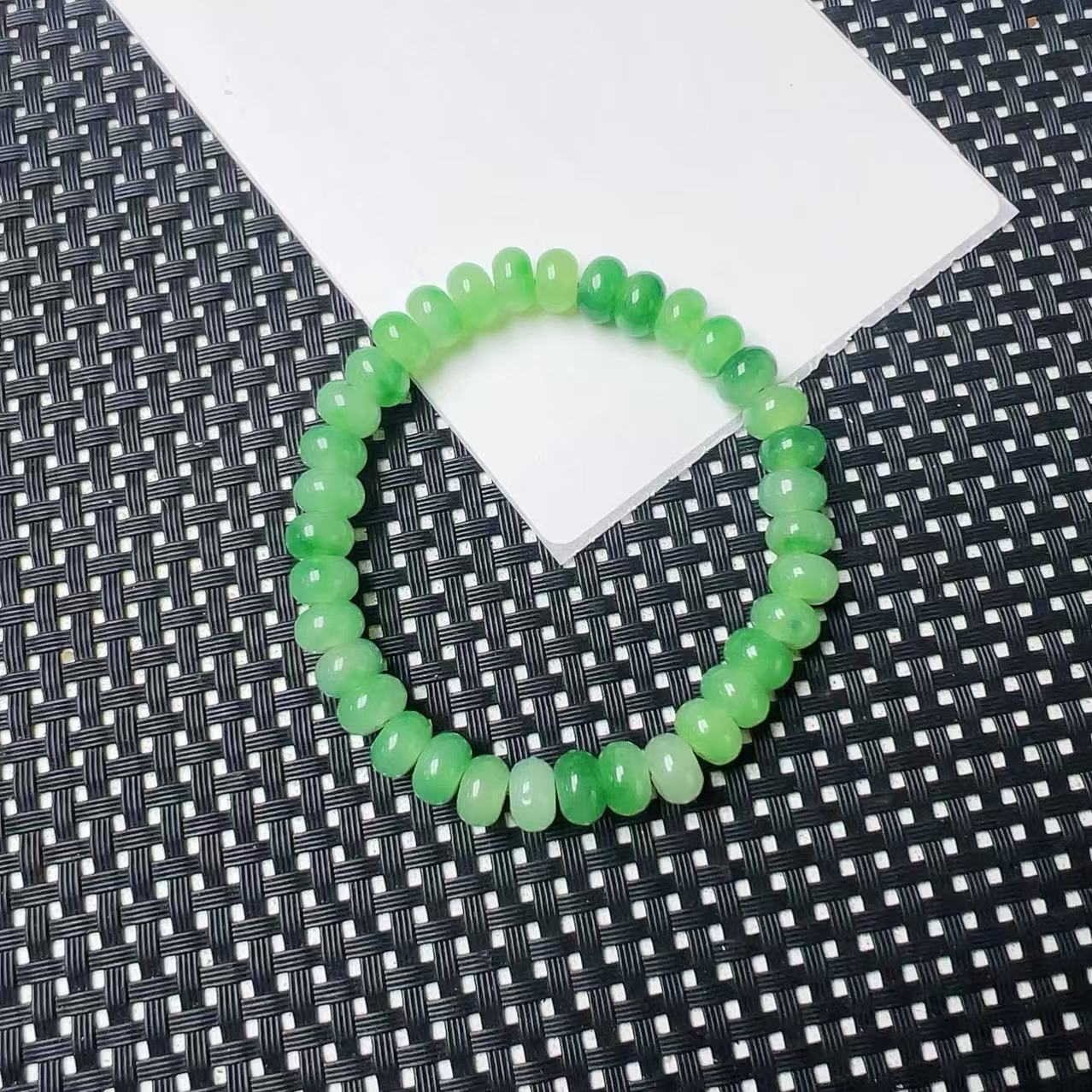 [聚小石]A1279冰绿花算盘手链8M
