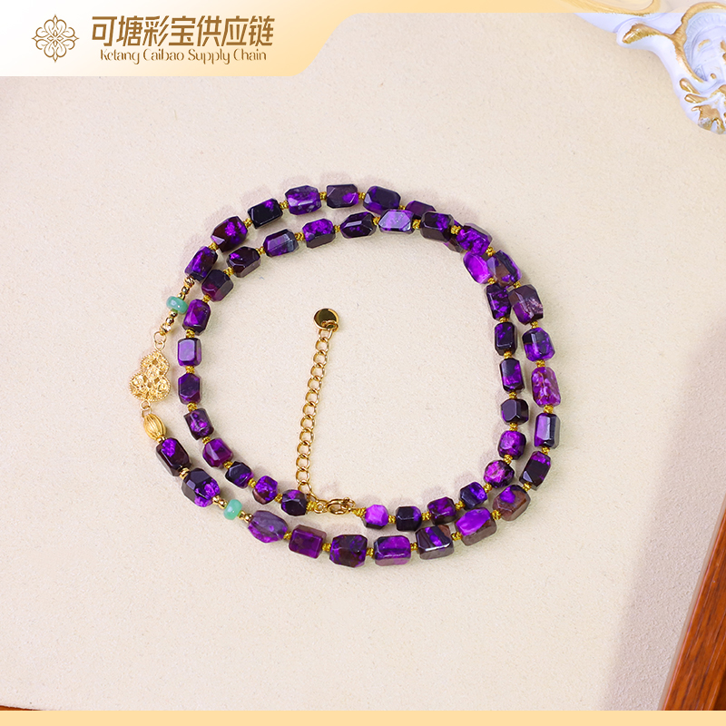 南非舒俱来 18K金S级 红丝绒 刻面项链/KTCB-4664/多样性发一