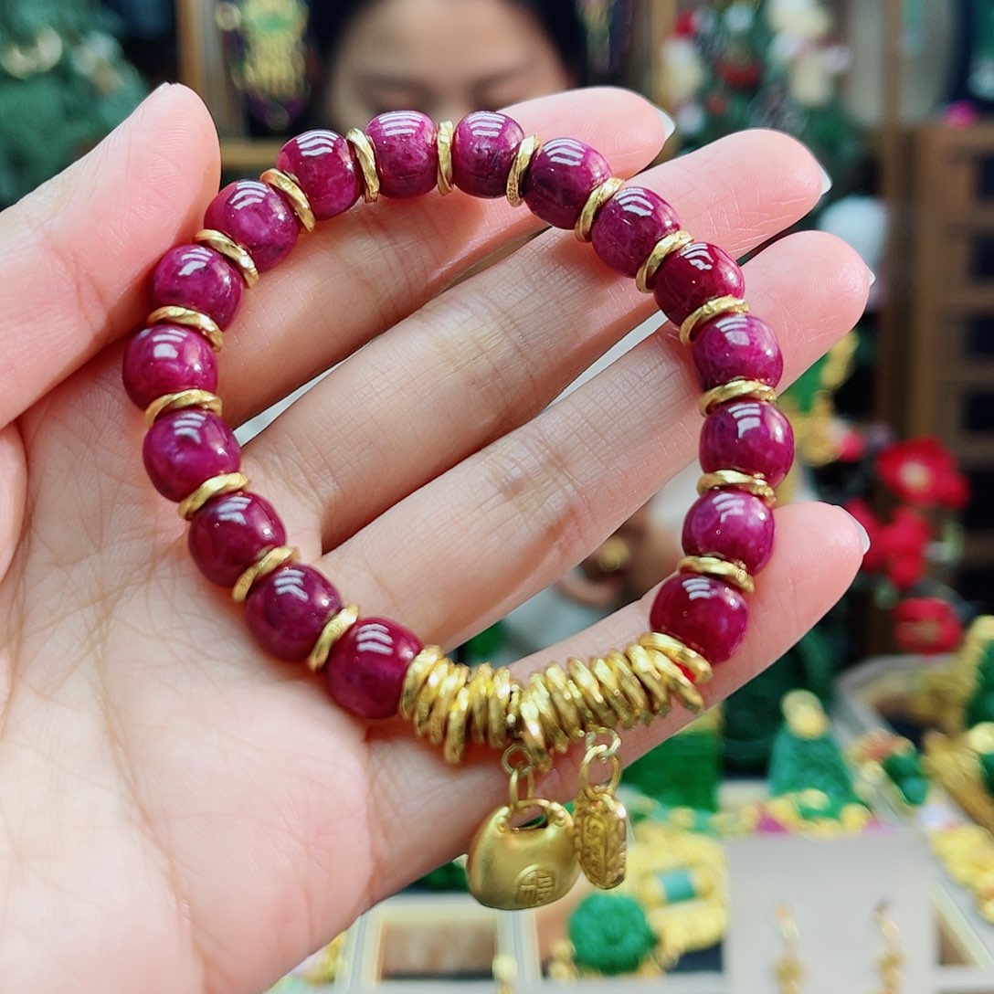 银S925镶嵌手链红宝石48小时鉴赏期1