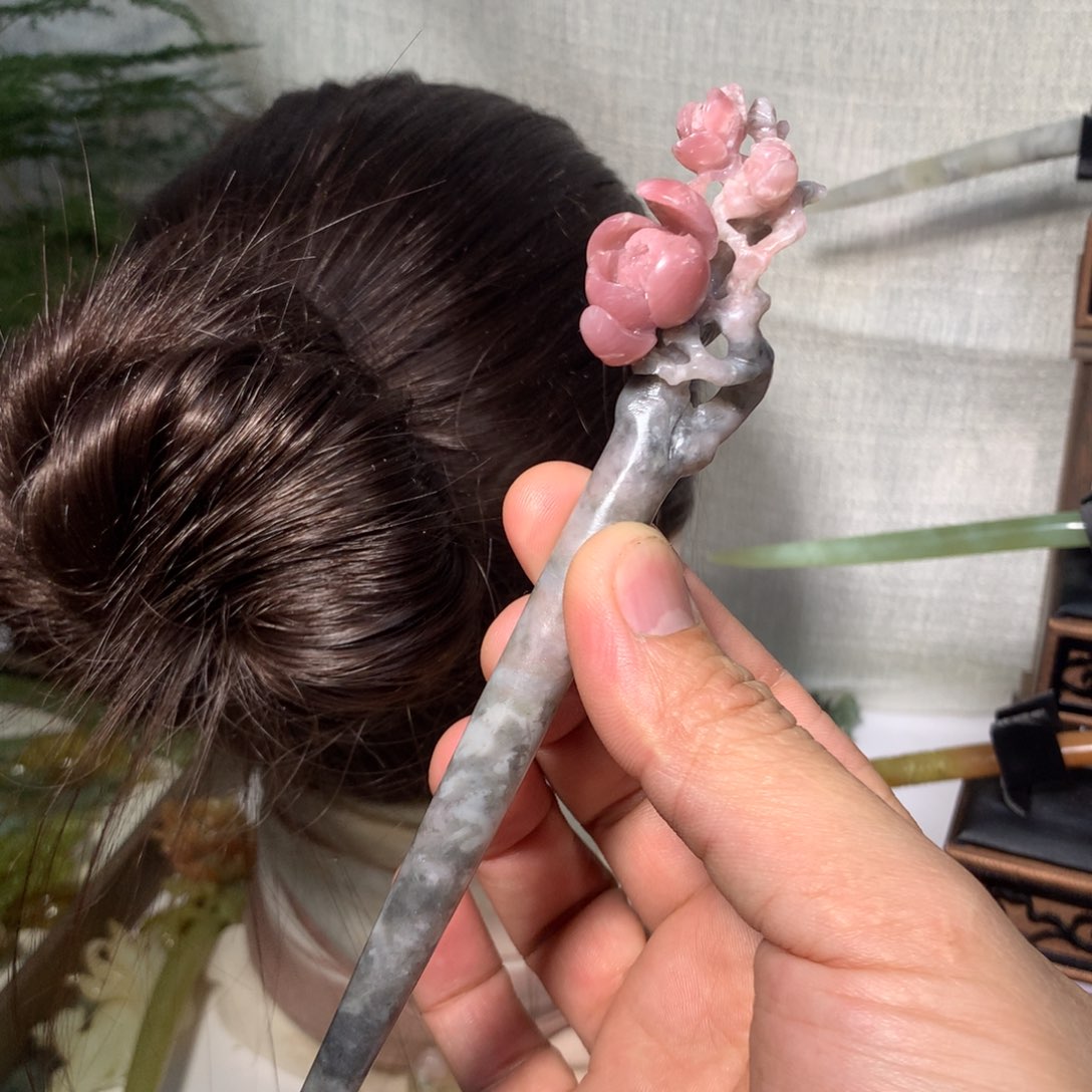 岫玉玉雕发簪未镶嵌