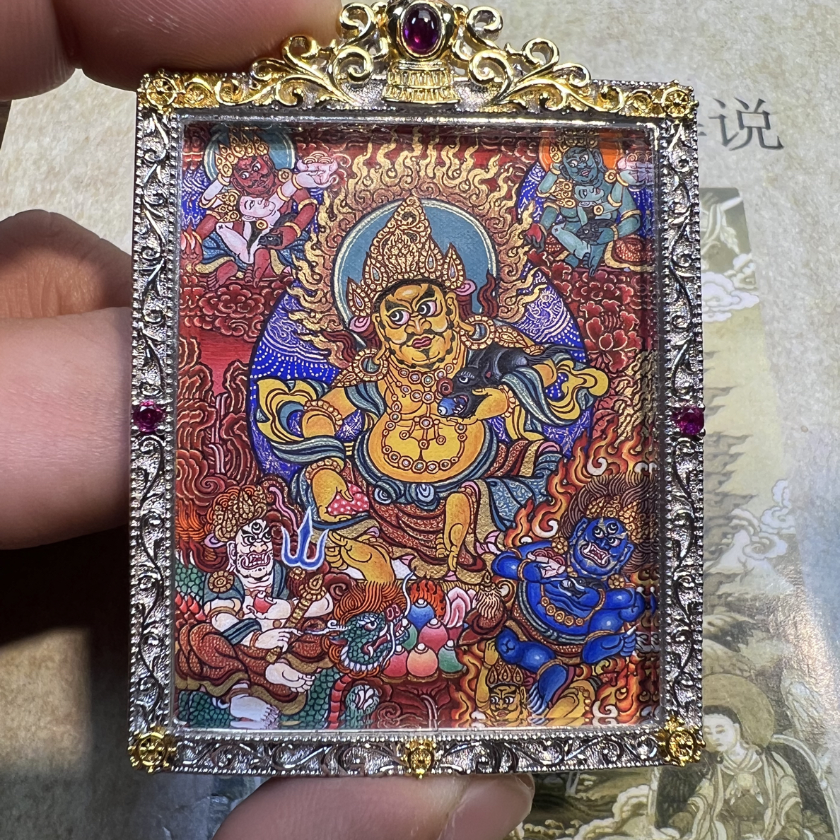 铜吊坠 热贡纯手绘（五路财神）