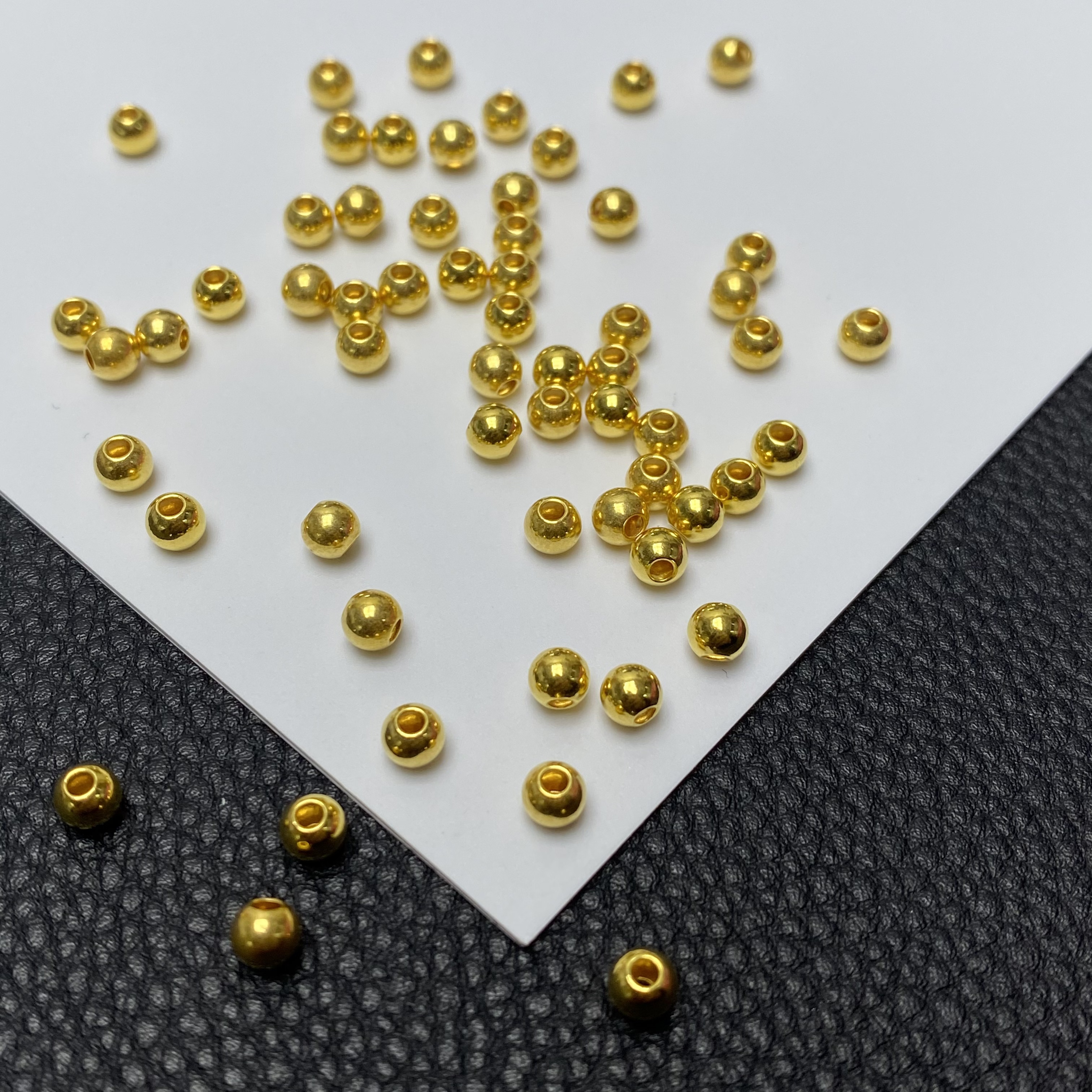 「戴琴珠宝」YZ3175-10粒足金亮面4mm左右单珠配件（多样性发其一）