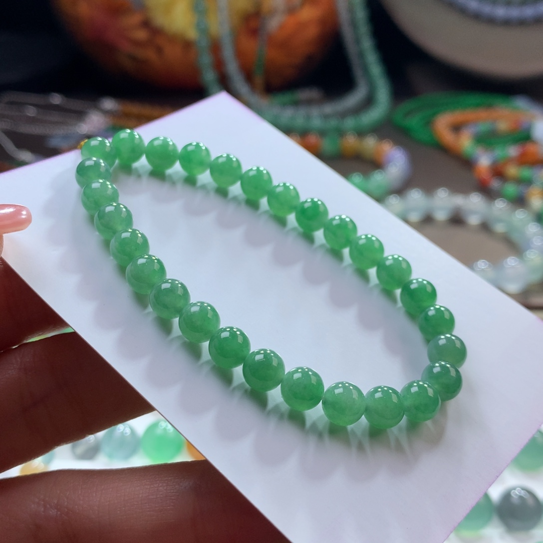 未镶嵌手链翡翠胶润满绿卡6.2