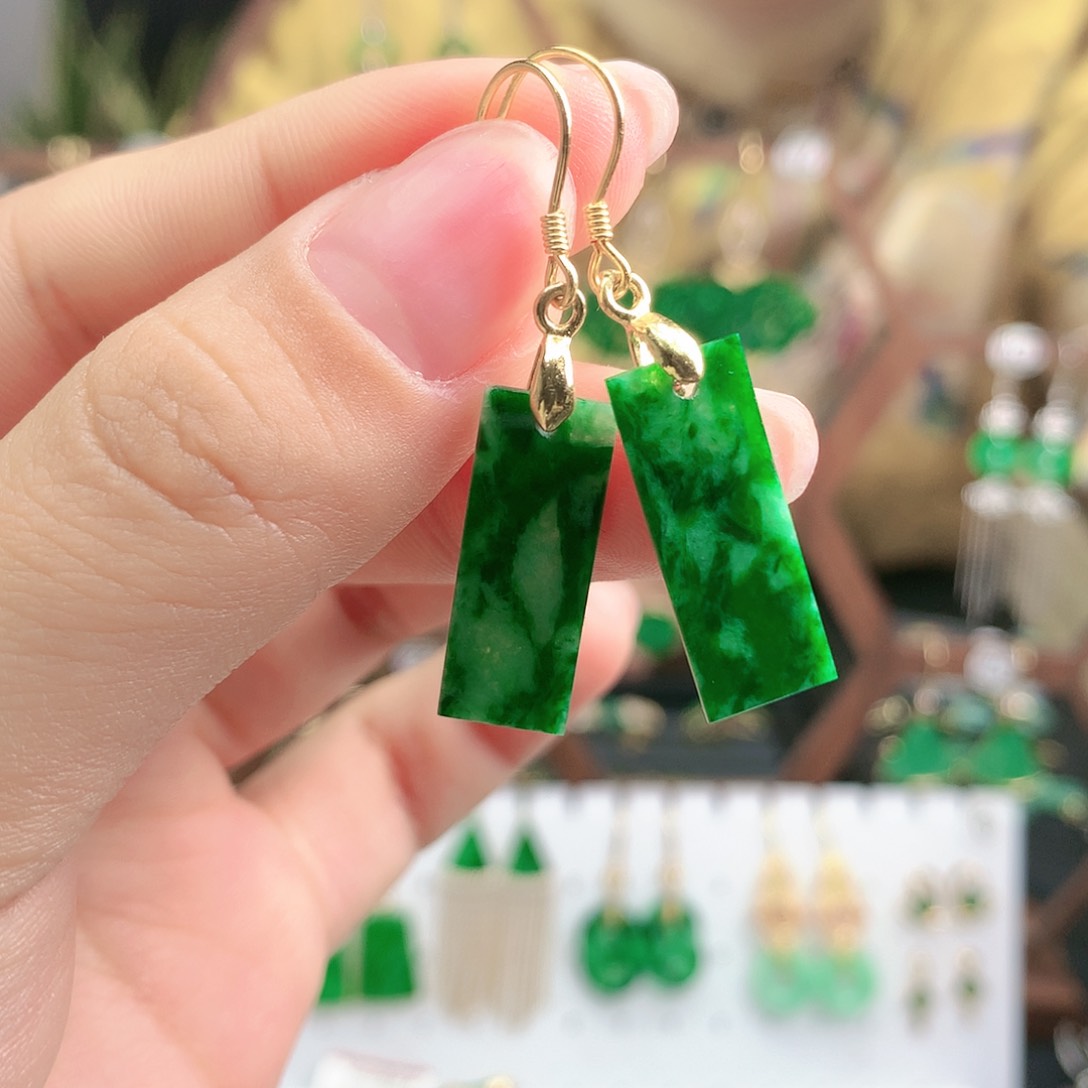 翡翠耳饰银S925镶嵌耳饰