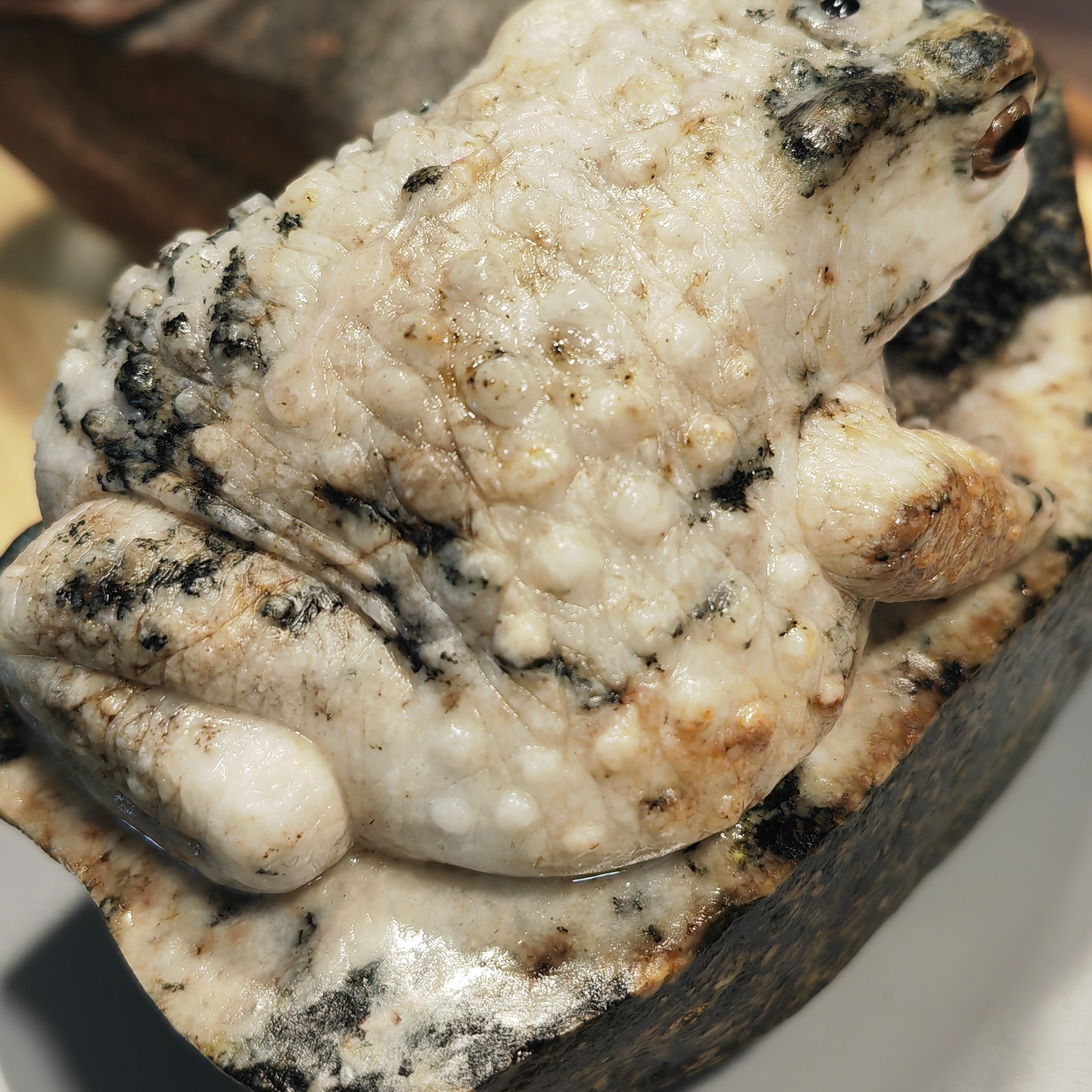 纯手工雕刻平安石金蟾适合玄关客厅办公室装饰摆放