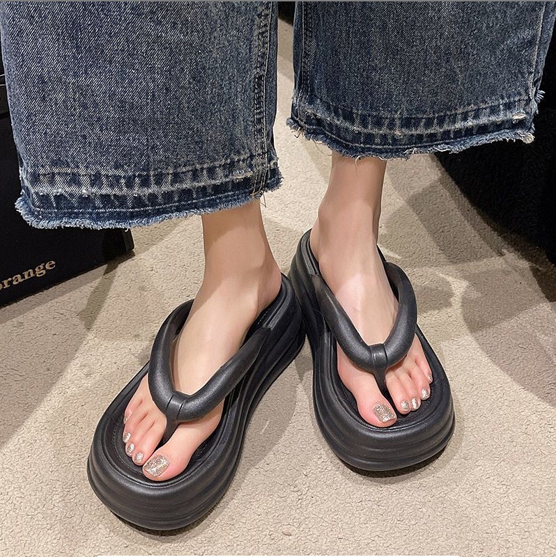 【直播专用微瑕疵】夏季潮流极简风24472人字拖女厚底松糕跟凉拖鞋