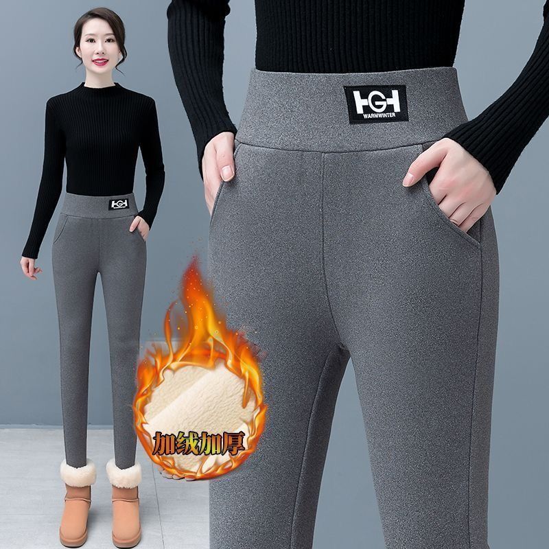 【运费补贴】休闲打底裤女冬季外穿新款口袋保暖裤大码弹力铅笔裤子