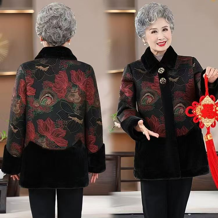 12016-中老年妈妈装时尚减龄妈妈装加厚保暖秋冬外套【李亚】