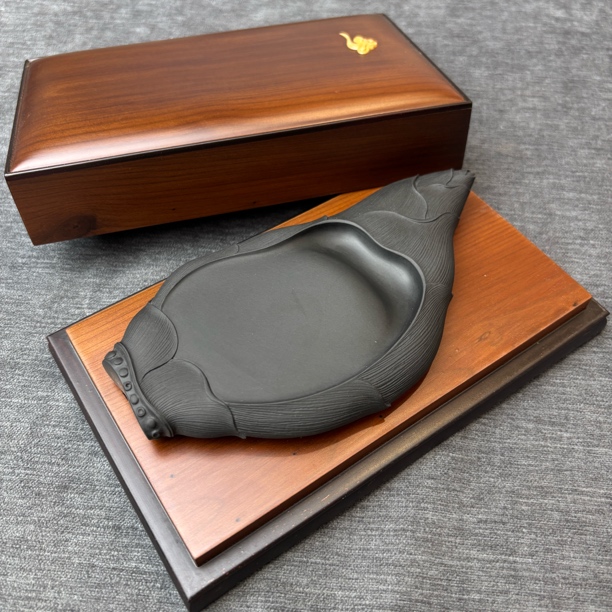 歙砚 金星坑 暗细黑龙尾 竹笋砚16/8.5/2