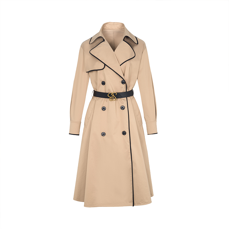 【直播专享】商场同款柔软不易皱时尚撞色镶边风衣N117B33105