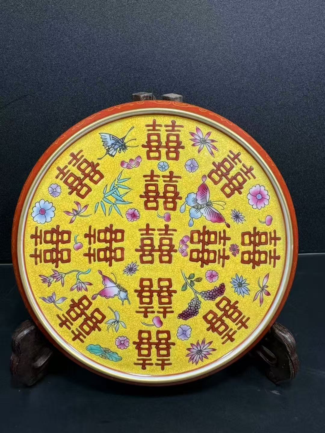 粉彩青花碗盘套装手工