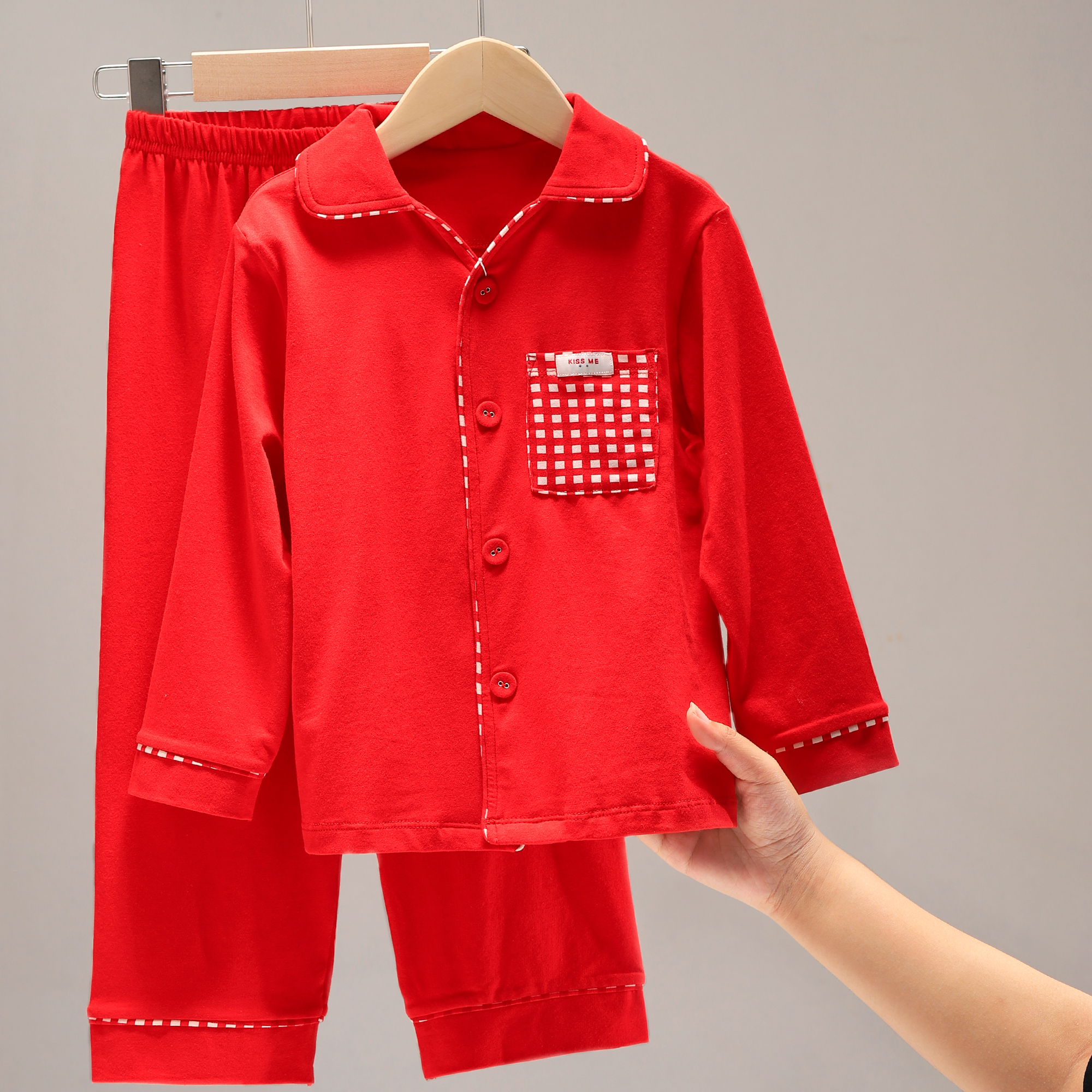 儿童家居服宝宝大红色本命年睡衣男童2026秋装中大童开衫套装2334