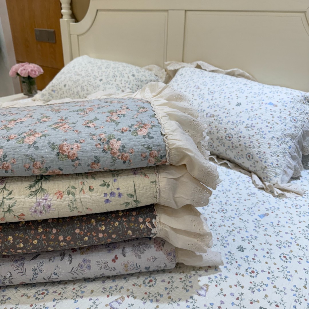 金多家纺 南法法式花边全棉床盖三件套230*250左右