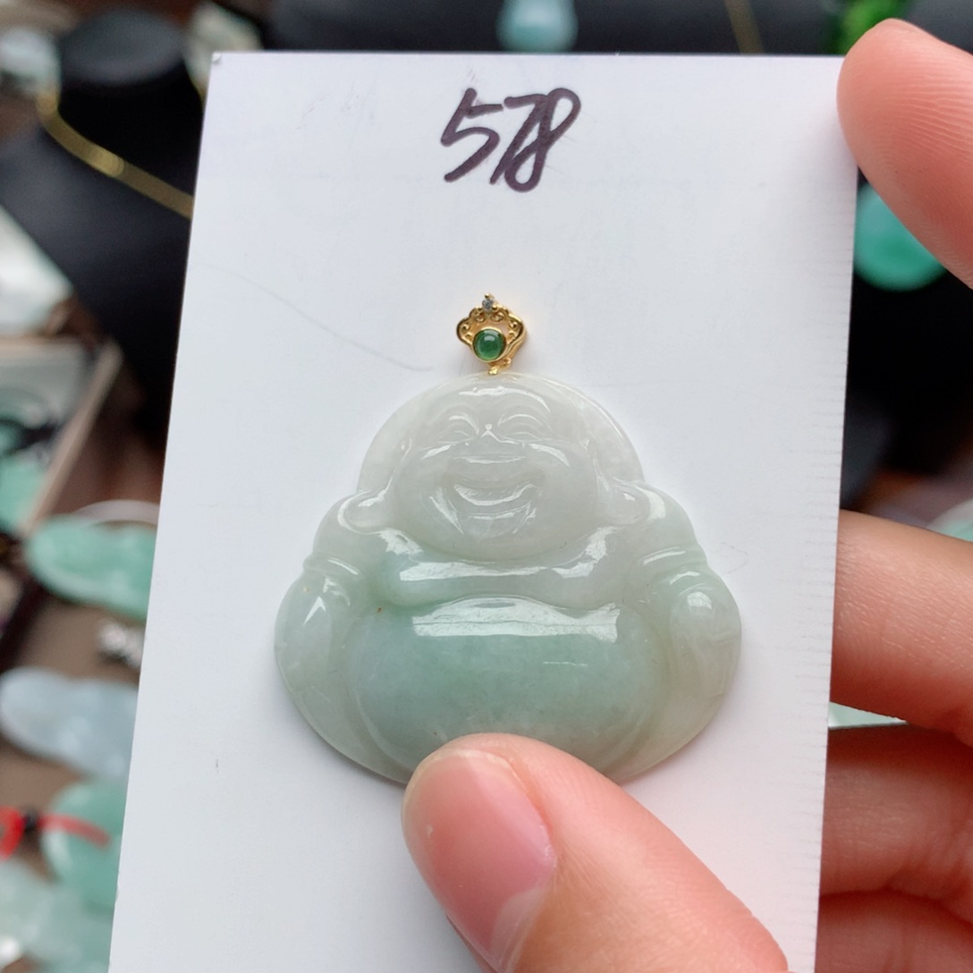 翡翠颈饰银S925镀金镶嵌吊坠