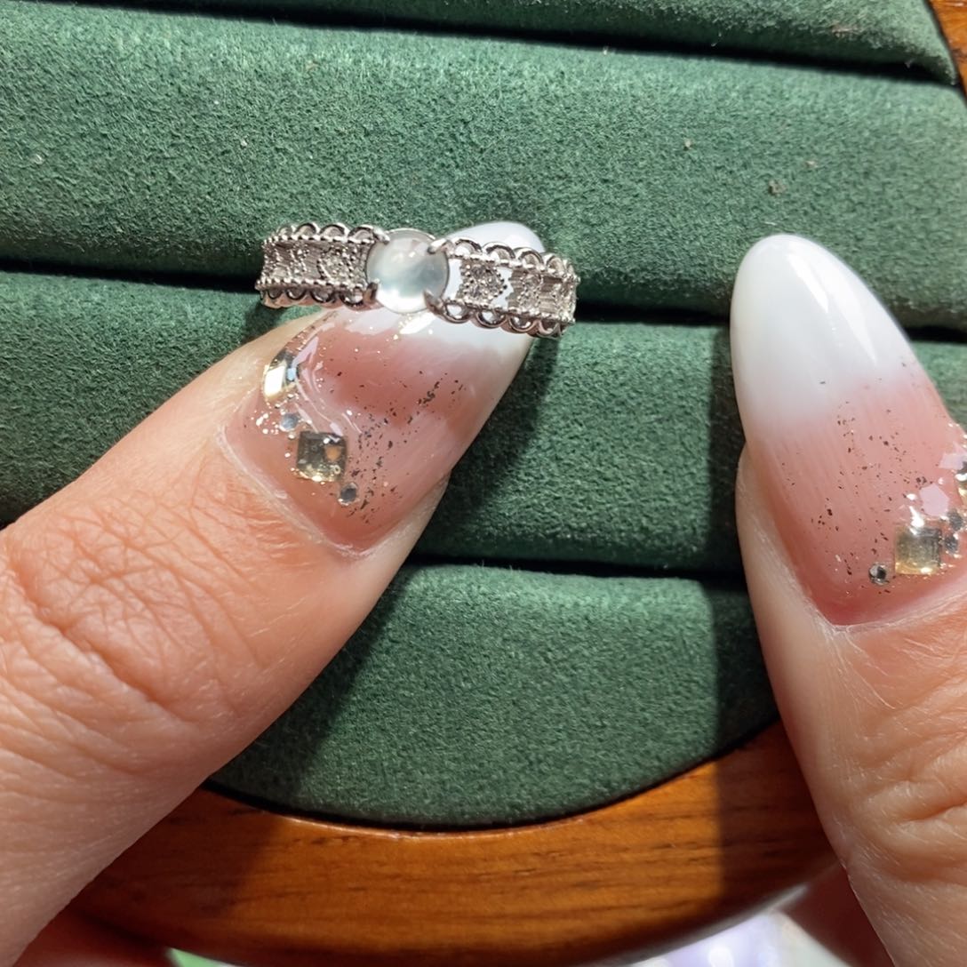 翡翠戒指银S925镶嵌c c c