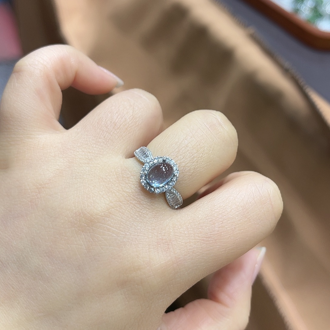 烟晶戒指银S925镶嵌