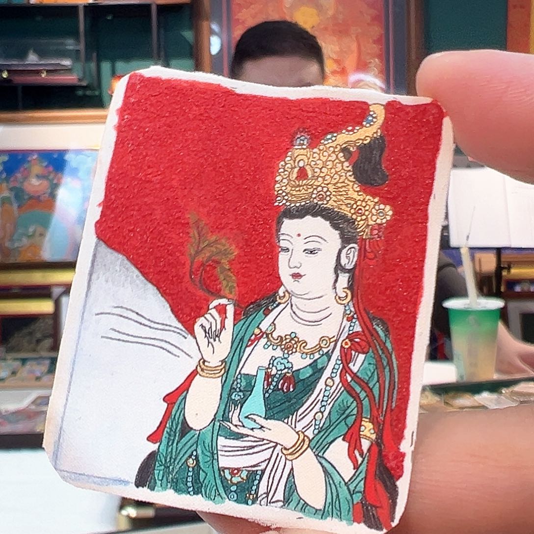 吊坠红糖观观纯手绘唐卡