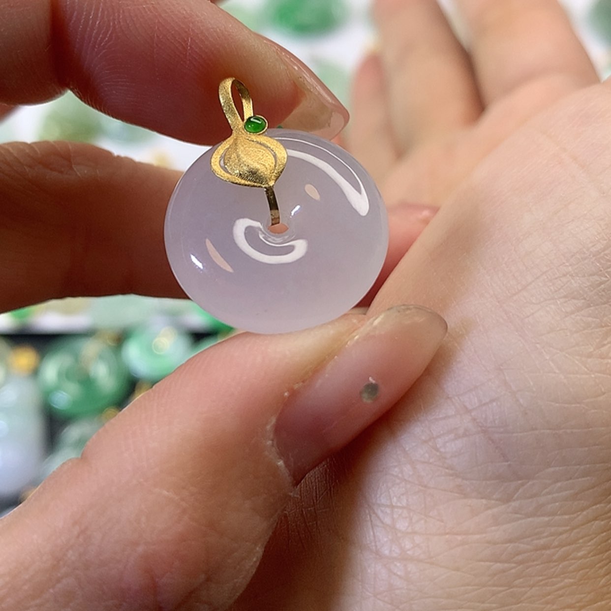 【闪购商品】翡翠吊坠(赠链)18K金镶嵌