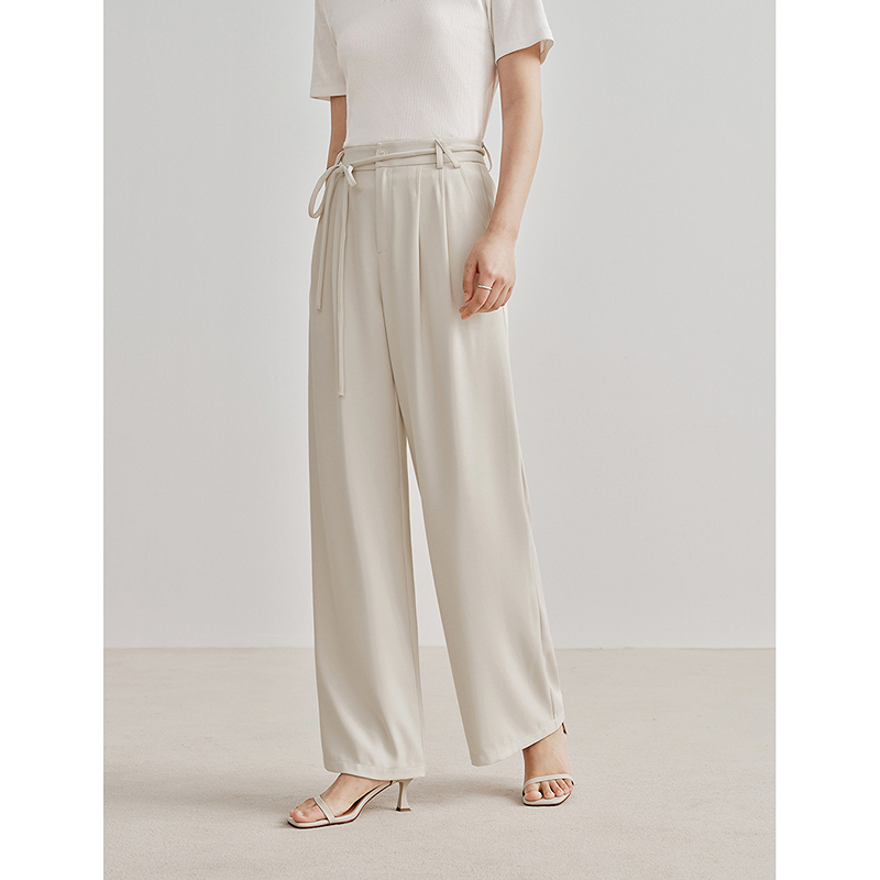 【茵曼服装】茵曼UPF50+防晒阔腿裤系带长裤子18424088