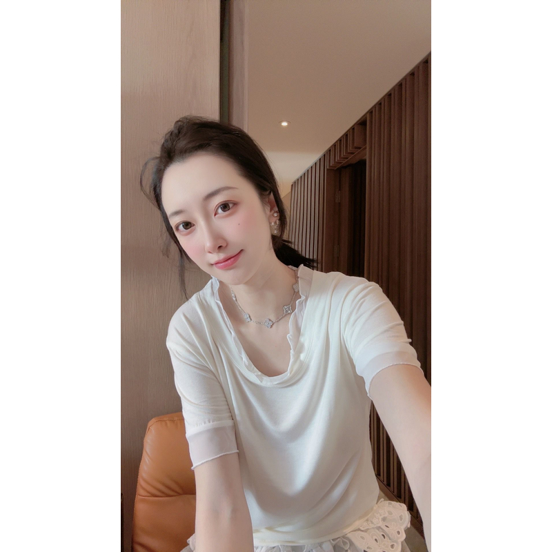 【张静芝】木耳卷边圆领轻薄T恤