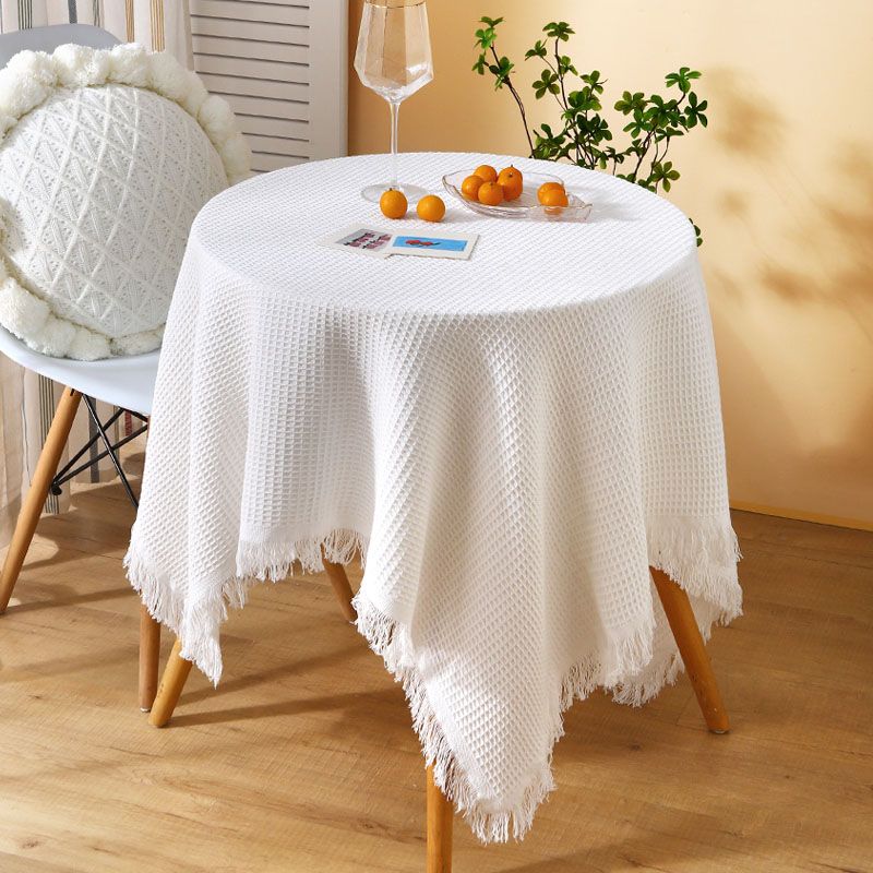【福利款】棉麻法式桌布小圆桌高级感生日拍照白色日系茶几布