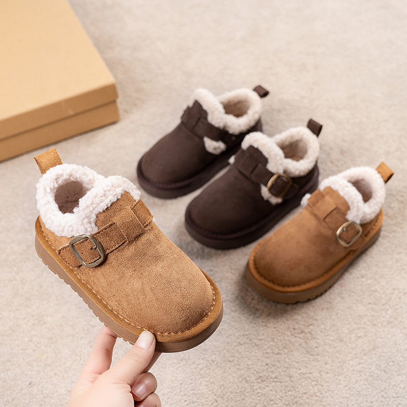 儿童雪地靴2025冬季新款女童时尚百搭加厚短靴男童休闲保暖大棉靴