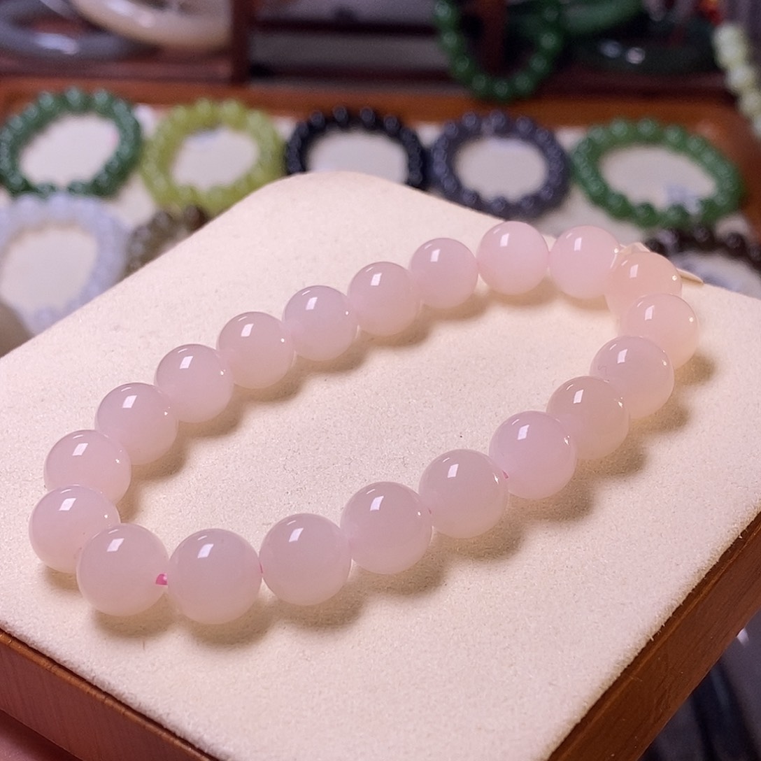 颈饰未镶嵌和田玉藕粉10mm手串