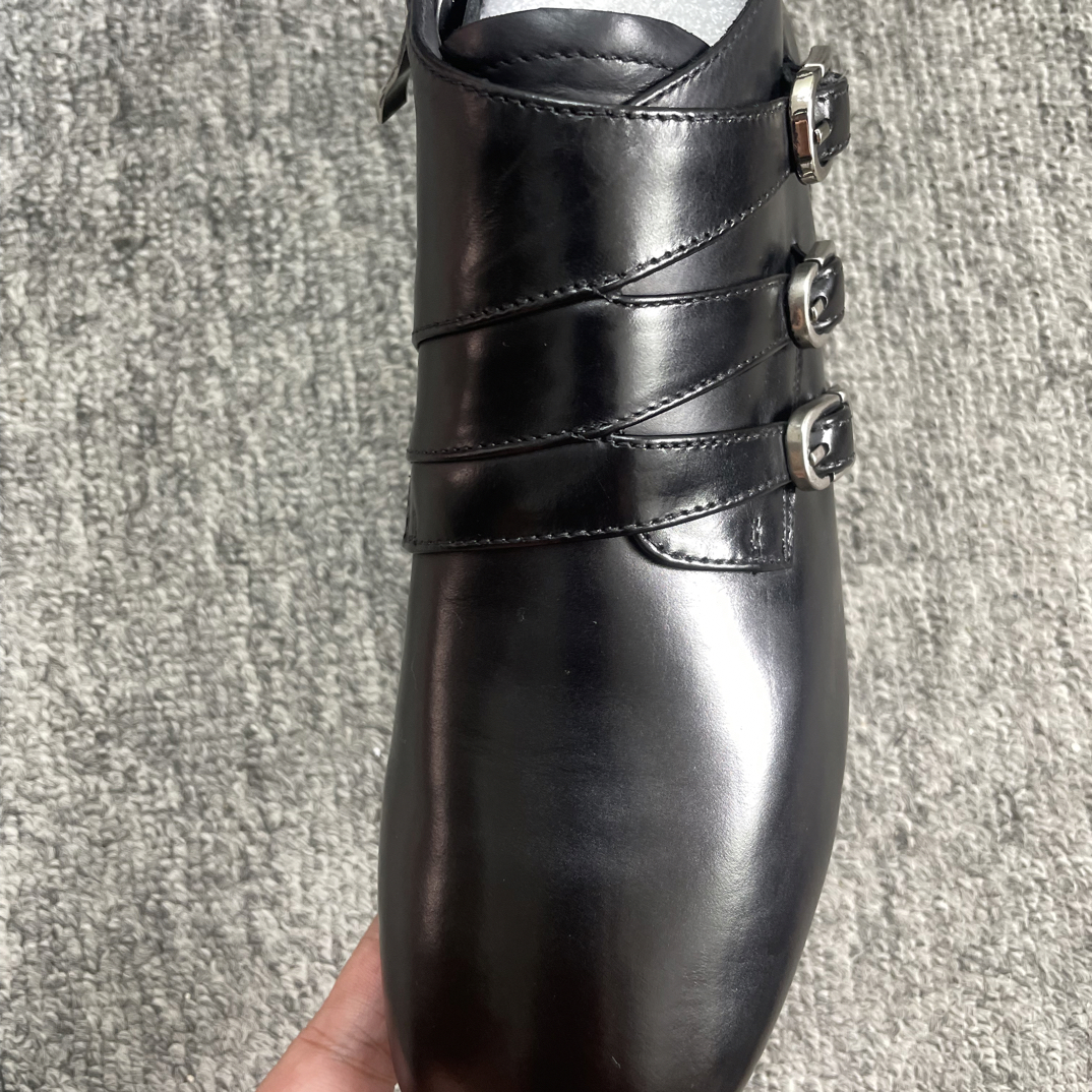 断码清仓胎牛皮平底女靴