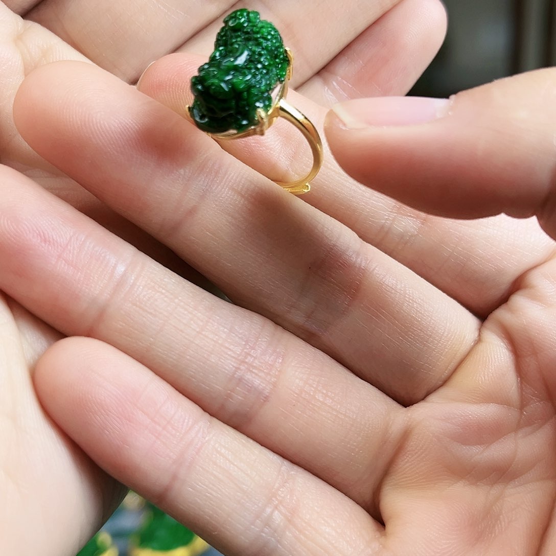 翡翠戒指银S925镶嵌戒指
