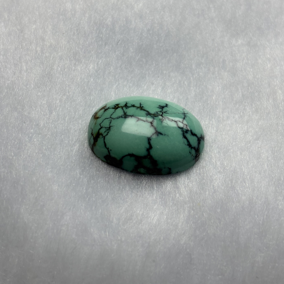 湖北十堰原矿绿松石水草纹戒面瓷面尺寸14x19.8x6mm