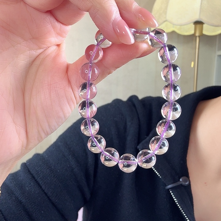 水晶手链未镶嵌天然玻利维亚紫水晶手串