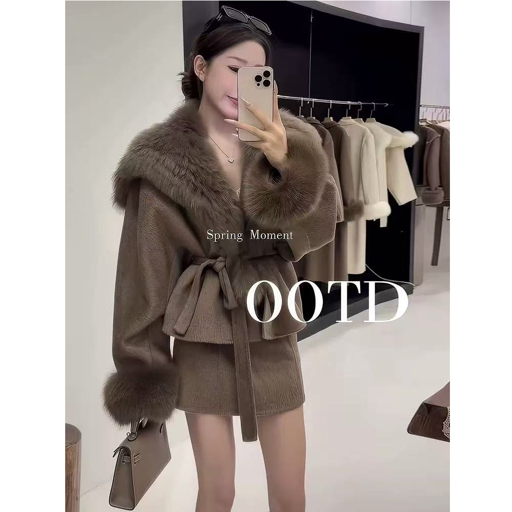 【两件套】2025秋季新款韩系套装纯欲风毛领外套半身裙S911192