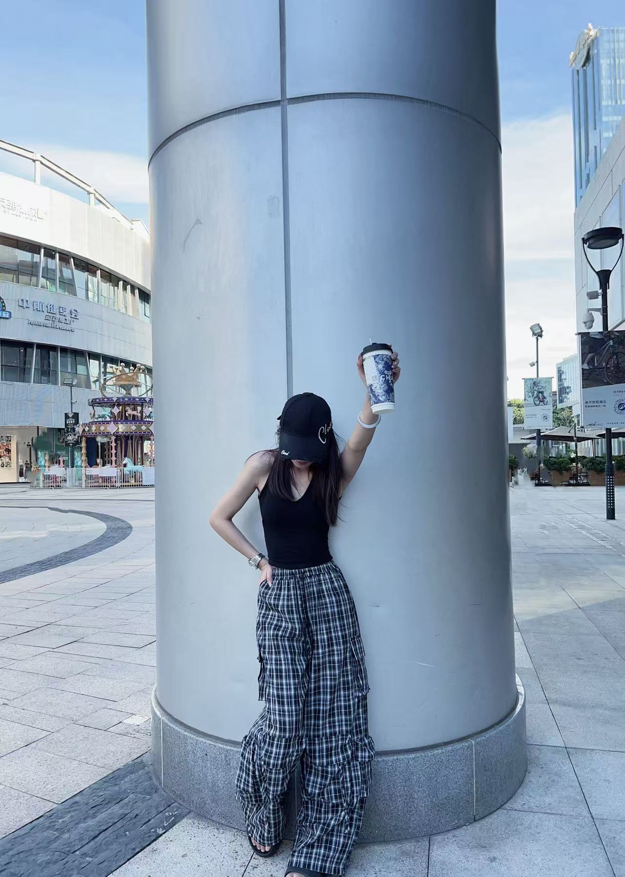 梁小姐（001-100）多口袋工装裤设计感小众嘻哈显瘦潮流拖地裤女