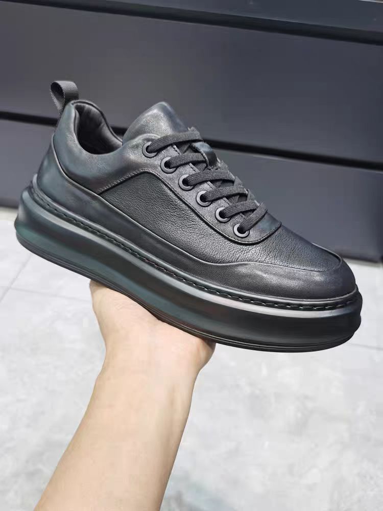 【1号】头层牛皮男士时尚休闲皮鞋四季百搭商务休闲真皮中低邦男鞋