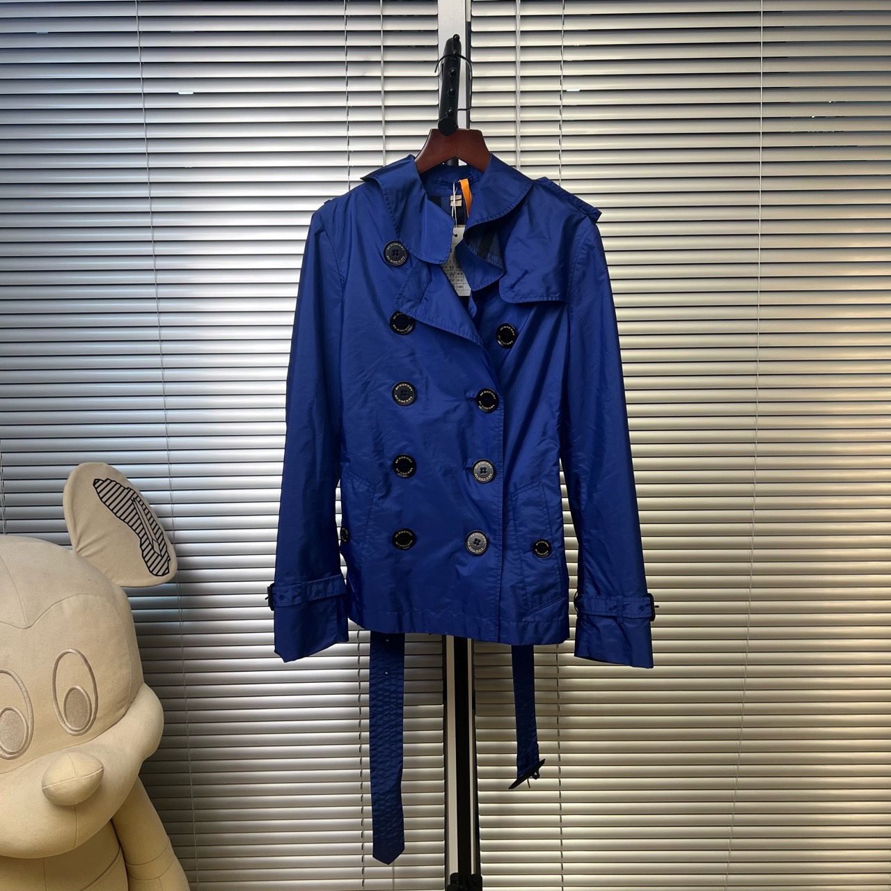 99新 BURBERRY/博柏利 深蓝色 薄款双排扣风衣 36码 cl00616