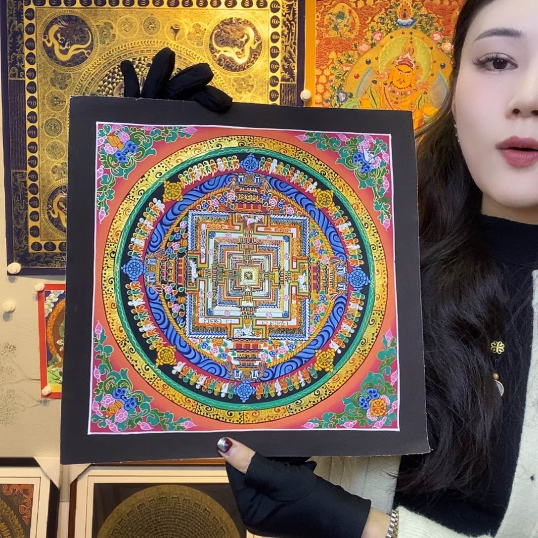 卷轴画纯手绘坛城唐卡27厘米左右