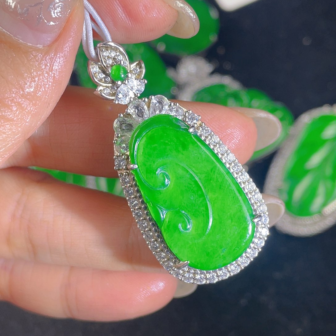 翡翠吊坠(不含链)银S925镶嵌